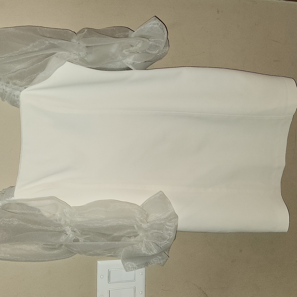 Amanda Uprichard Tia Puff Sleeveless Ivory Mini Dress Size M